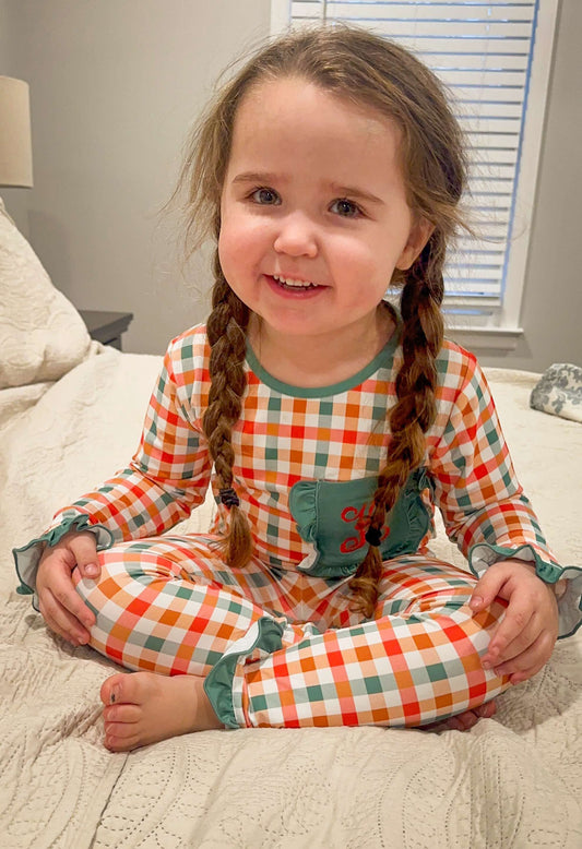 Girls Christmas Gingham PJs (No Mono)